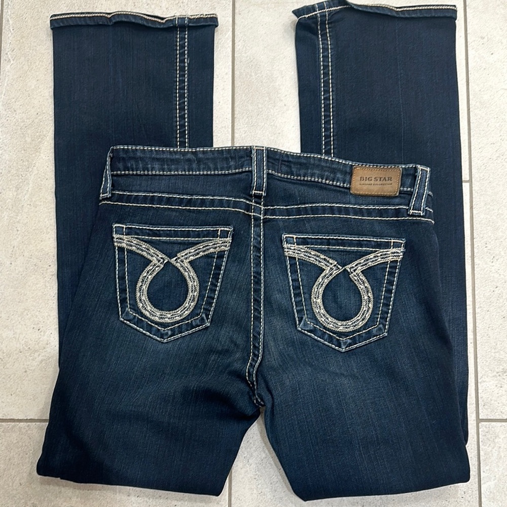 Big Star Blue Boot Cut Jeans with Decorative Stitching